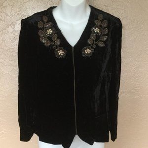 Black Velvet Beaded Shirt Top 8 M